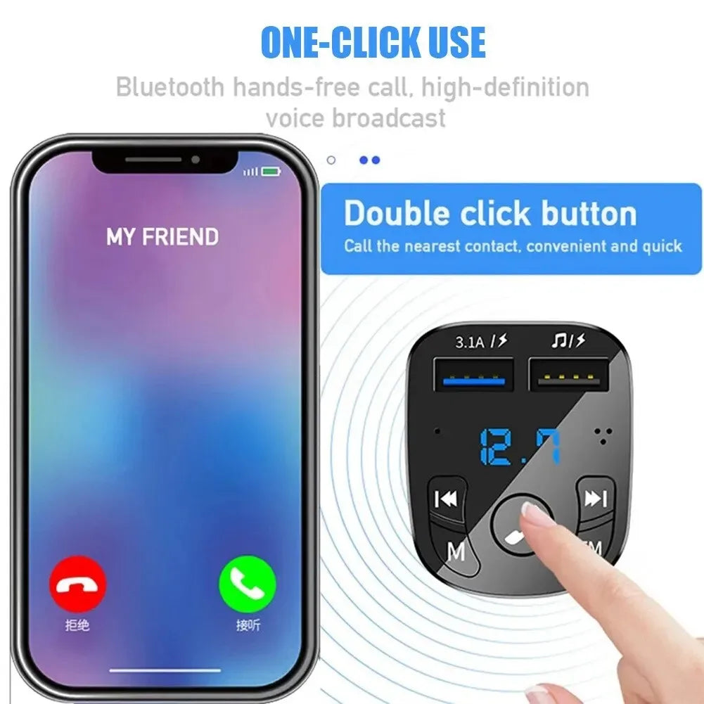 Car Mp3 Player Dual | Usb Fast Charger Fm | Bluetooth Receiver